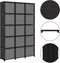 vidaXL - Kast - met - 15 - vakken - met - boxen - 103x30x175,5 - cm - stof - zwart