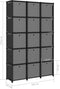 vidaXL - Kast - met - 15 - vakken - met - boxen - 103x30x175,5 - cm - stof - zwart
