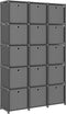 vidaXL - Kast - met - 15 - vakken - met - boxen - 103x30x175,5 - cm - stof - grijs