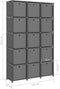 vidaXL - Kast - met - 15 - vakken - met - boxen - 103x30x175,5 - cm - stof - grijs