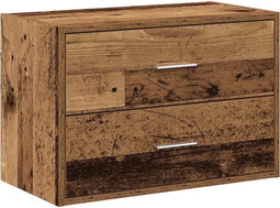 vidaXL - Kast - met - 2 - lades - 60x31x40 - cm - bewerkt - hout - oud - houtkleurig