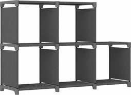 vidaXL - Kast - met - 5 - vakken - 103x30x72,5 - cm - stof - grijs