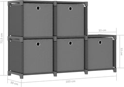 vidaXL - Kast - met - 5 - vakken - met - boxen - 103x30x72,5 - cm - stof - grijs
