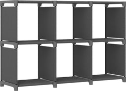 vidaXL - Kast - met - 6 - vakken - 103x30x72,5 - cm - stof - grijs