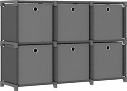 vidaXL - Kast - met - 6 - vakken - met - boxen - 103x30x72,5 - cm - stof - grijs