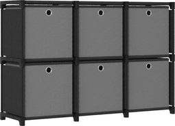 vidaXL - Kast - met - 6 - vakken - met - boxen - 103x30x72,5 - cm - stof - zwart