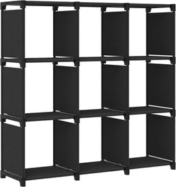 vidaXL - Kast - met - 9 - vakken - 103x30x107,5 - cm - stof - zwart