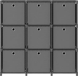 vidaXL - Kast - met - 9 - vakken - met - boxen - 103x30x107,5 - cm - stof - grijs