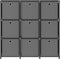 vidaXL - Kast - met - 9 - vakken - met - boxen - 103x30x107,5 - cm - stof - grijs