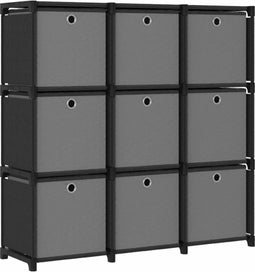 vidaXL - Kast - met - 9 - vakken - met - boxen - 103x30x107,5 - cm - stof - zwart