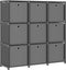 vidaXL - Kast - met - 9 - vakken - met - boxen - 103x30x107,5 - cm - stof - grijs