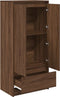 vidaXL - Kast - met - lade - 55,5x34x119,5 - cm - spaanplaat - bruin - eikenkleurig