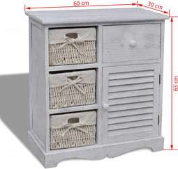 vidaXL - Kast - met - links - 3 - weefmanden - hout - wit