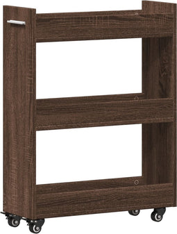 vidaXL - Kast - met - wieltjes - 60x22x79 - bewerkt - hout - bruin - eikenkleurig