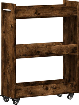 vidaXL - Kast - met - wieltjes - 60x22x79 - bewerkt - hout - gerookt - eikenkleurig