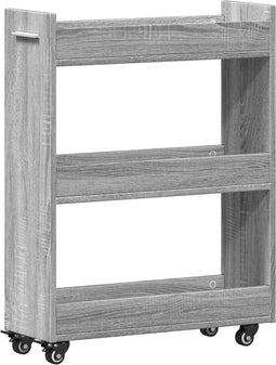 vidaXL - Kast - met - wieltjes - 60x22x79 - bewerkt - hout - grijs - sonoma