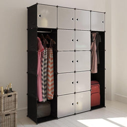 vidaXL - Kast - modulair - met - 14 - vakken - 37x146x180,5 - cm - zwart - en - wit