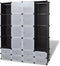 vidaXL - Kast - modulair - met - 18 - vakken - 37x146x180,5 - cm - zwart - en - wit