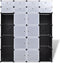 vidaXL - Kast - modulair - met - 18 - vakken - 37x146x180,5 - cm - zwart - en - wit