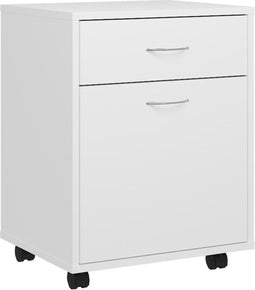 vidaXL - Kast - verrijdbaar - 45x38x54 - cm - bewerkt - hout - wit