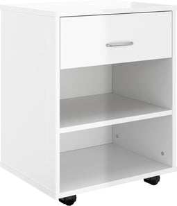 vidaXL - Kast - verrijdbaar - 46x36x59 - cm - spaanplaat - hoogglans - wit