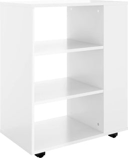 vidaXL - Kast - verrijdbaar - 60x35x75 - cm - spaanplaat - hoogglans - wit