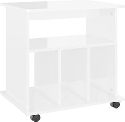 vidaXL - Kast - verrijdbaar - 60x45x60 - cm - spaanplaat - hoogglans - wit