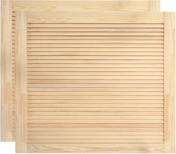 vidaXL - Kastdeuren - met - lamellen - 2 - st - 39,5x49,4 - cm - massief - grenenhout