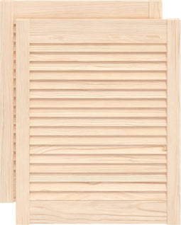 vidaXL - Kastdeuren - met - lamellen - 2 - st - 61,5x49,4 - cm - massief - grenenhout