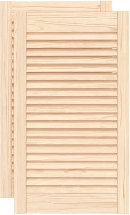vidaXL - Kastdeuren - met - lamellen - 2 - st - 69x39,4 - cm - massief - grenenhout