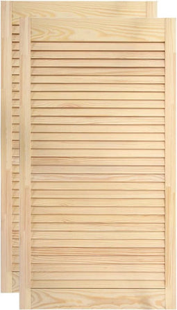 vidaXL - Kastdeuren - met - lamellen - 2 - st - 99,3x39,4 - cm - massief - grenenhout