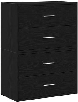 vidaXL - Kasten - met - 2 - lades - 2 - st - 60x31x40 - cm - bewerkt - hout - zwart - eiken