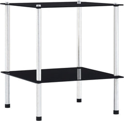 vidaXL - Kastje - 2-laags - 40x40x47 - cm - gehard - glas - zwart