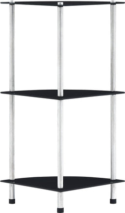 vidaXL - Kastje - 3-laags - 30x30x67 - cm - gehard - glas - zwart