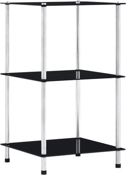 vidaXL - Kastje - 3-laags - 40x40x67 - cm - gehard - glas - zwart