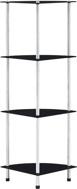 vidaXL - Kastje - 4-laags - 30x30x100 - cm - gehard - glas - zwart