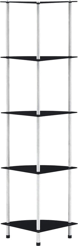 vidaXL - Kastje - 5-laags - 30x30x130 - cm - gehard - glas - zwart
