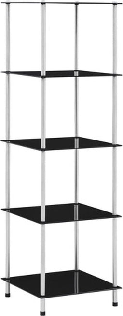 vidaXL - Kastje - 5-laags - 40x40x130 - cm - gehard - glas - zwart