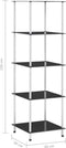 vidaXL - Kastje - 5-laags - 40x40x130 - cm - gehard - glas - zwart