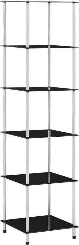 vidaXL - Kastje - 6-laags - 40x40x160 - cm - gehard - glas - zwart