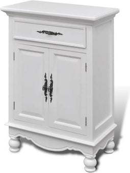 vidaXL - Kastje - met - 2 - deurtjes - en - 1 - lade - wit - hout