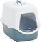 vidaXL - Kattenbak - met - deksel - 56x40x40 - cm - polypropeen - wit - en - blauw