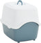 vidaXL - Kattenbak - met - deksel - 56x40x40 - cm - polypropeen - wit - en - blauw
