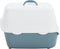 vidaXL - Kattenbak - met - deksel - 56x40x40 - cm - polypropeen - wit - en - blauw