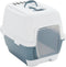 vidaXL - Kattenbak - met - deksel - 56x40x40 - cm - polypropeen - wit - en - blauw