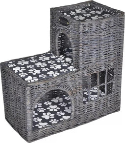 vidaXL - Kattenbed/huis/kasteel - met - kussen - wilgen