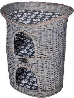 vidaXL - Kattenbed/huis/krabpaal - 2-laags - met - kussen - wilgen