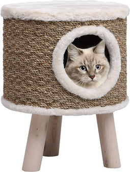 vidaXL - Kattenhuis - met - houten - poten - 41 - cm - zeegras