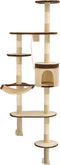 vidaXL - Kattenkrabpaal - met - krabpalen - wandmontage - 194 - cm - beige - bruin