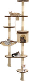 vidaXL - Kattenkrabpaal - met - krabpalen - wandmontage - 194 - cm - beige - bruin